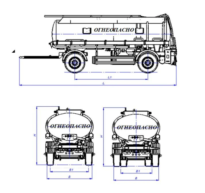 Tank trailer type TT2 modification TT23 (without pump; tyres Cordiant Professional 385,65R22,5; axle Cespel: AB09, AD09W0; )
