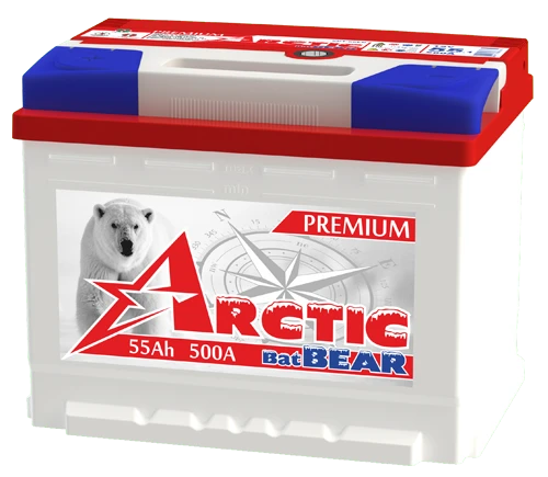 Lead battery for starting piston engines 6ST-55LA Asia 65B24 "Arctic BatBEAR"