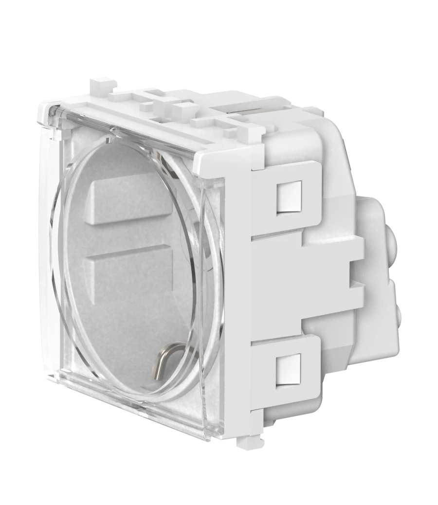 CADUCEUS ALING Experience flush-mounted socket outlet with grounding with blinds with transparent cover without centre screw 16A