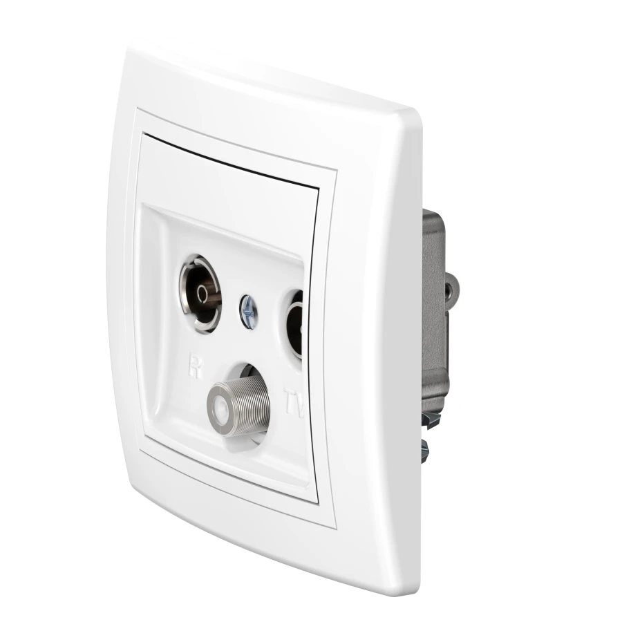CADUCEUS ALING PRESTIGE Flush-mounted aerial TV/FM/SAT socket, white, Art. 612S.000