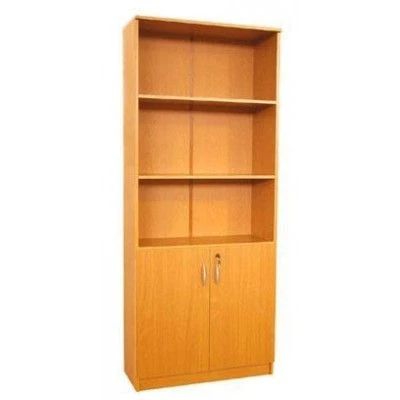 Wooden furniture. Shelf with shelves and doors