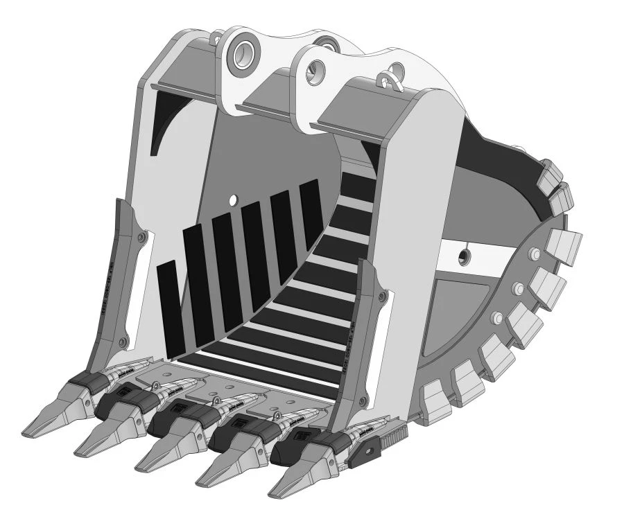 Heavy duty rock bucket RDE-83.22d-12WC9(5)WS