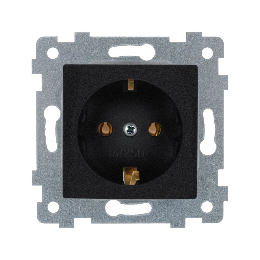 "MARIA" Single socket outlet mechanism with socket w.s.c. with a curtain w/c. RS16-446 "anthracite"