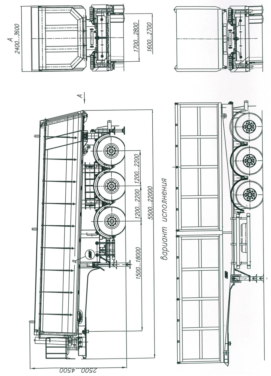 Semi-trailer ChMZAP-9520, modifications: 952000, 952001, 952002, 952003, 952004, 952005, 952006, 952007 - in version with metal