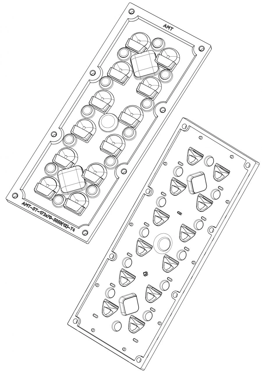 Lens for LED luminaires AMT-ST-173x70-5050(12)-T4-PC