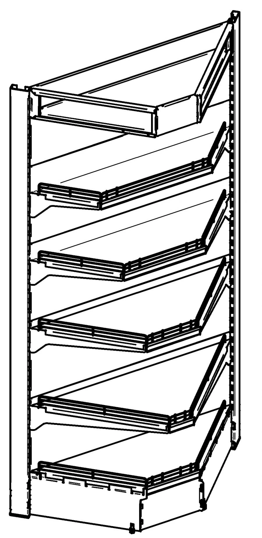 Shelving unit of the third type, one-sided, angular, internal ST3-UV