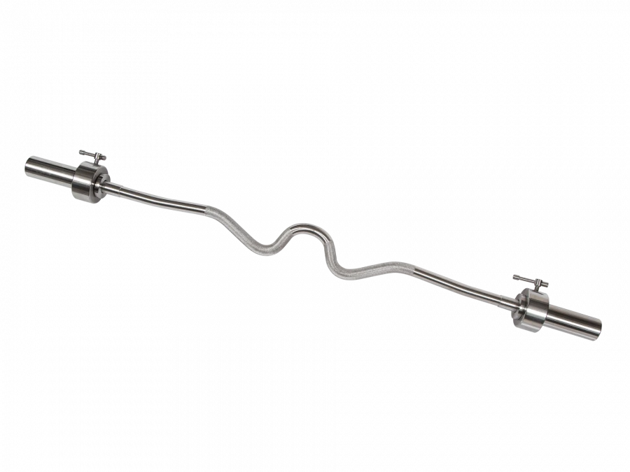 MB-BarM50-ZL Barbell Z-shaped, chromed, smooth bush 50 mm, lock with breakable stopper, load up to 150 kg, weight 12,5 kg