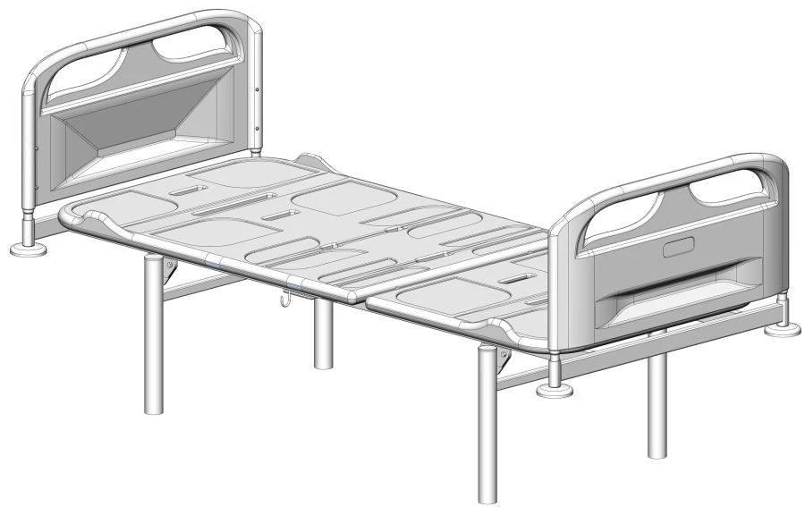 KF0-01-"MSC" (MSC-3105E) - General hospital bed with a headrest, without wheels, plastic backrests, plastic bed, adjustable.