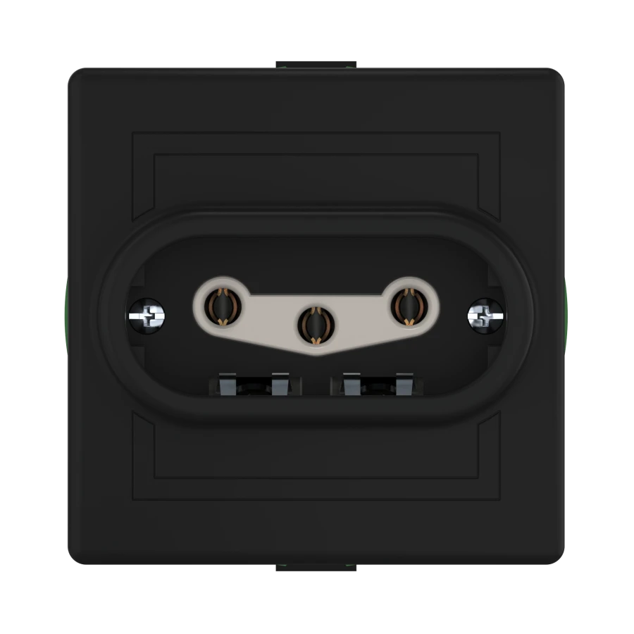CADUCEUS ALING PRESTIGE flush-mounted three-pole socket with ceramic base 16A, 440V~, black (soft touch), art. 6