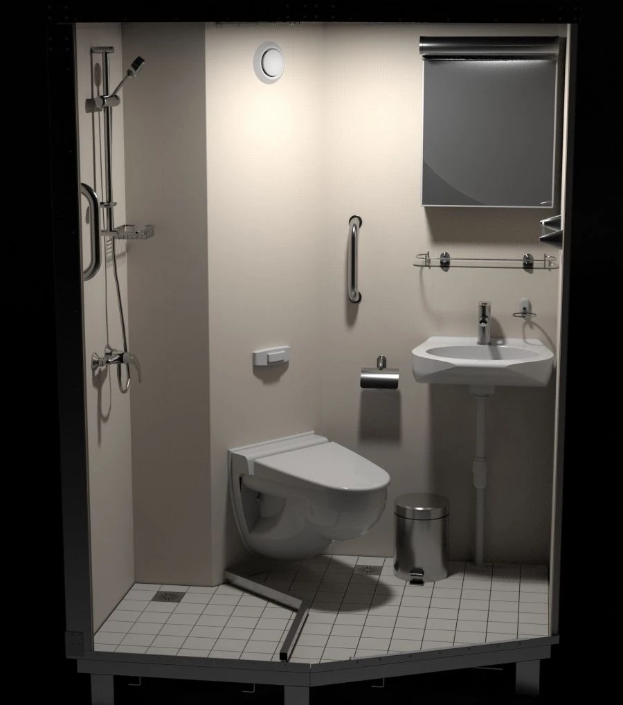 Sanitary cabin with shower