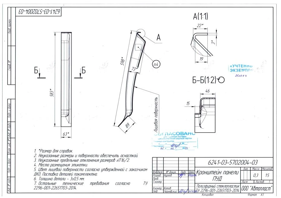 6241-03-5702004-03 PUD panel bracket