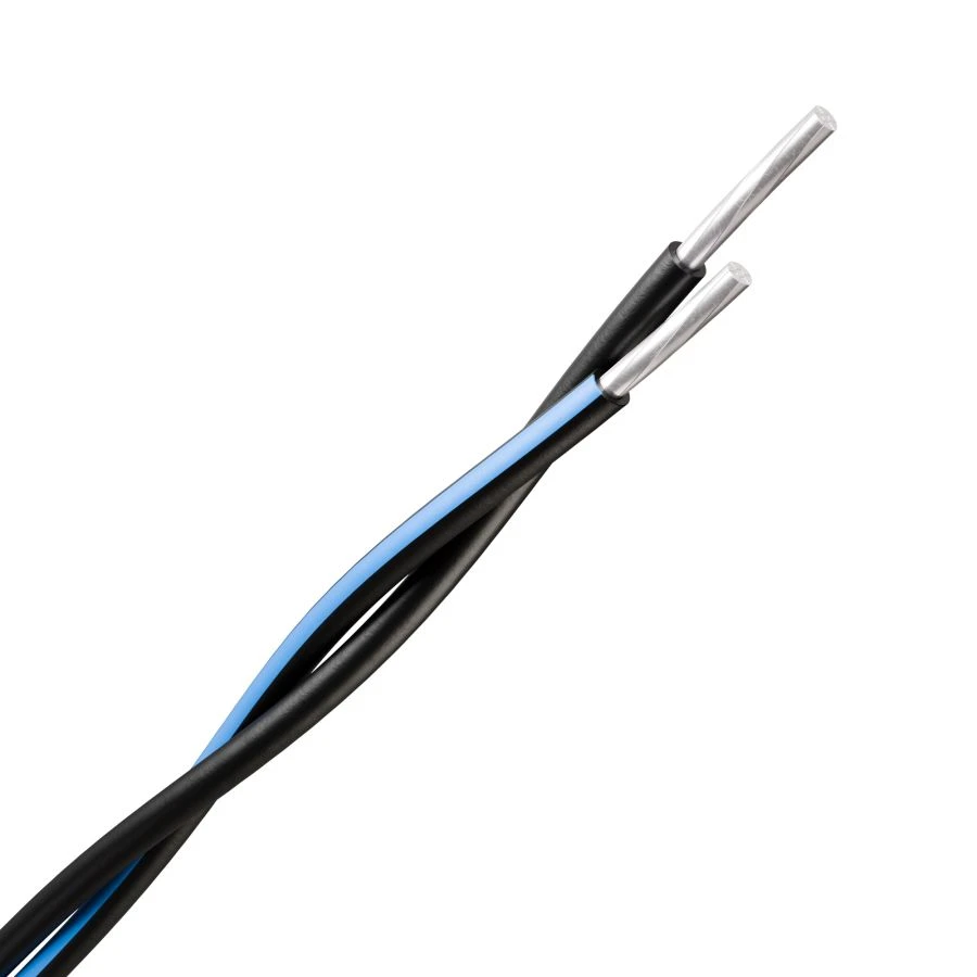 Self-supporting self-supporting wire without supporting element with aluminium conductors with insulation made of light-stabilis