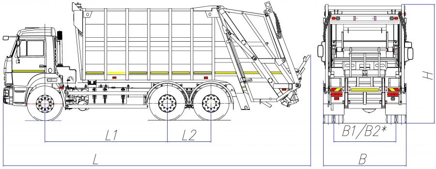 Rear-loading rubbish truck model MK-4542-07
