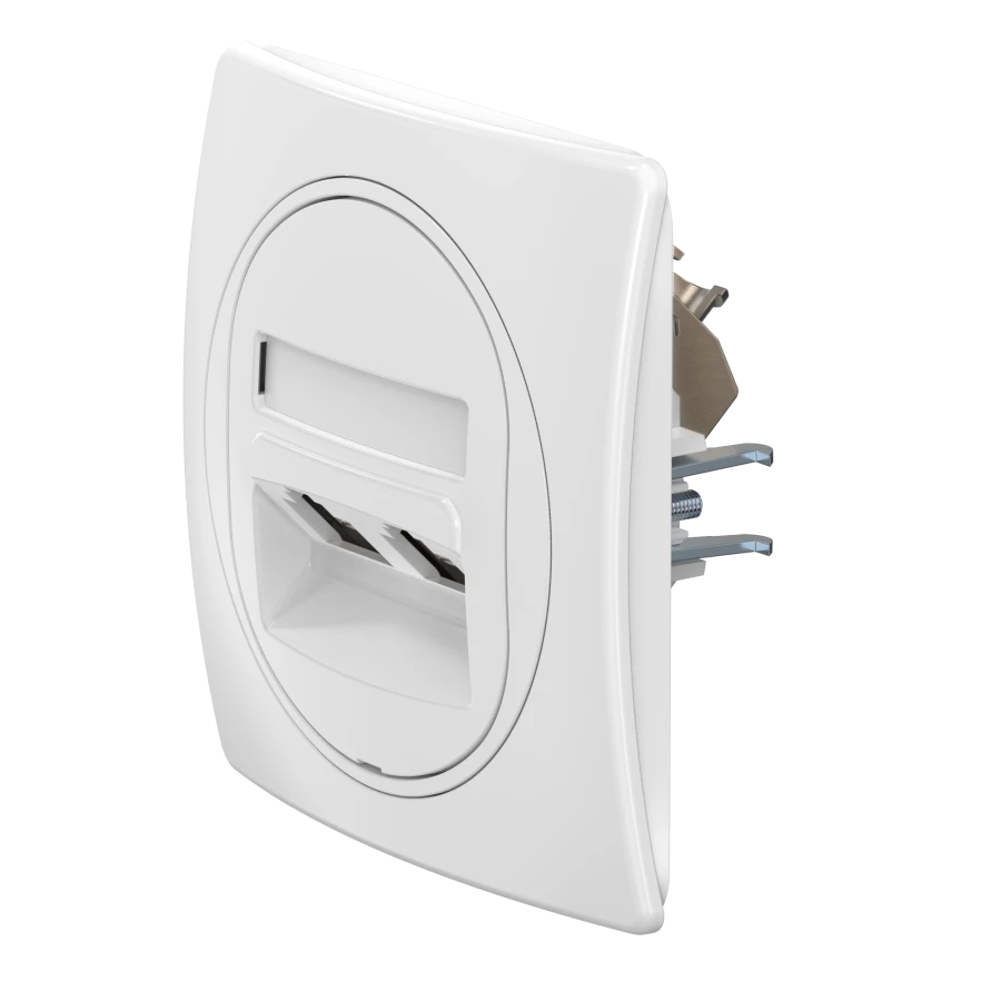 CADUCEUS ALING EON Flush-mounted double computer socket with Keystone RJ45 8P8C cat.6 FTP modules, white, art. no. E615S.00
