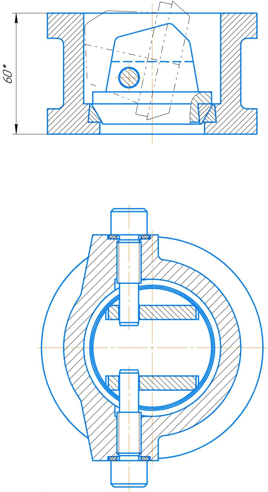 Butterfly check valve DN 50
