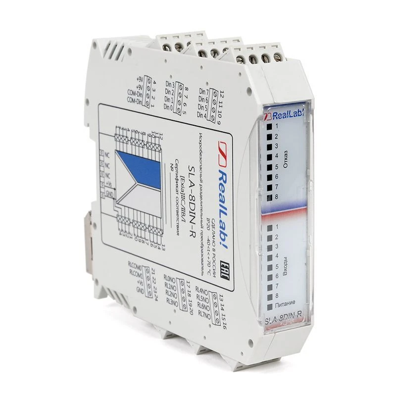 SLA-8DIN-R Intrinsically safe NAMUR binary signal divider converter with relay outputs