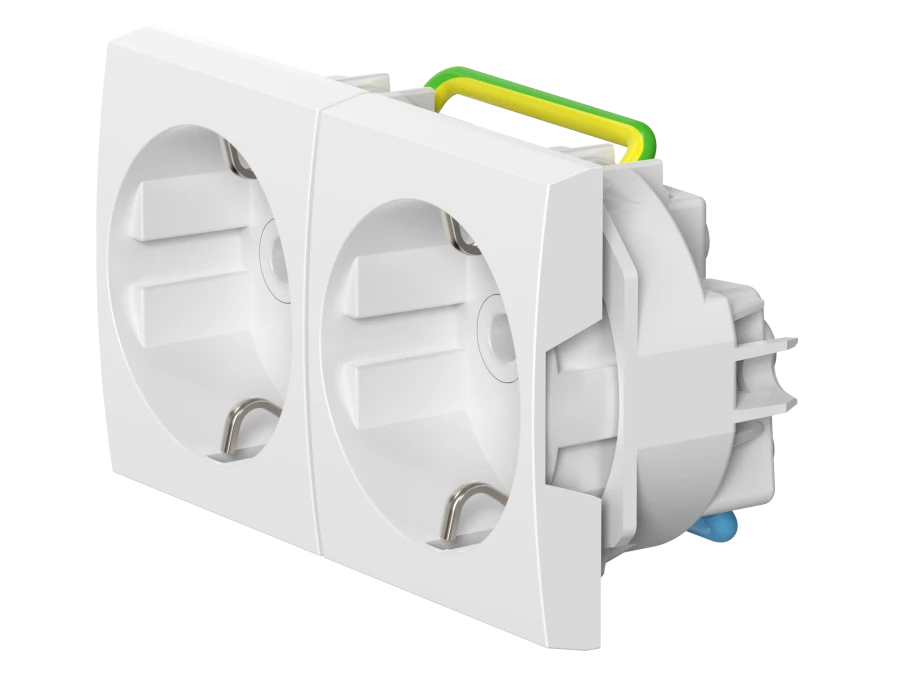 CADUCEUS ALING MODE Double flush-mounted socket outlet with grounding without blinds 16A, 250V~, 2x2M, white, art. 66512.0