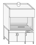 Metal fume cupboard with built-in cabinets ??-4(m)