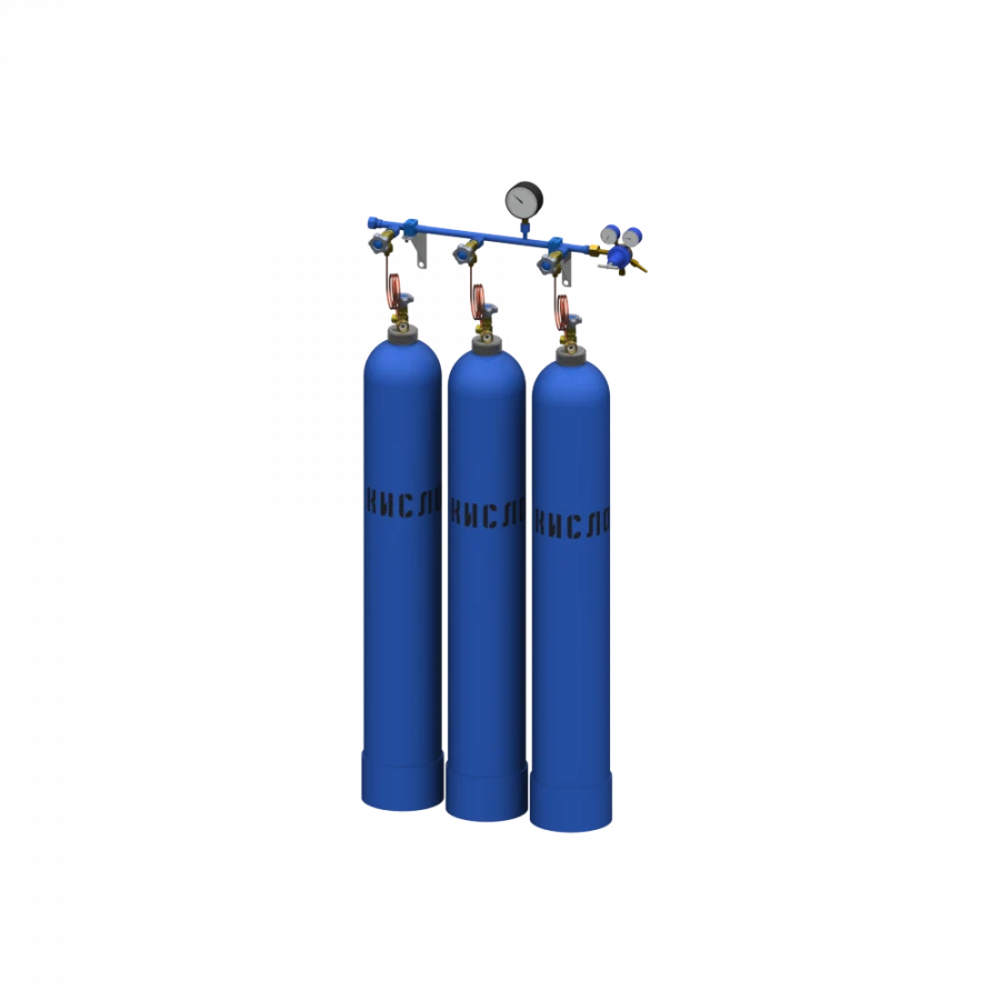 Oxygen discharge frame for three cylinders RRK-3