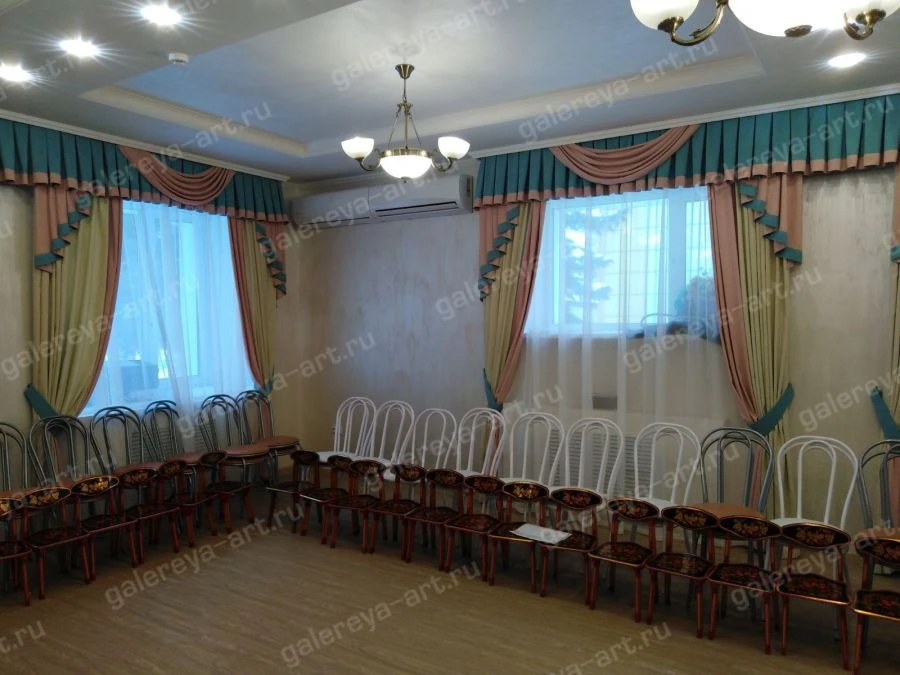 Portiere satin with decorative trim