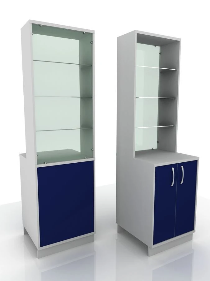 Display case with drawer, 301-001-1, 600x600x2100