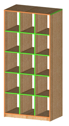 Double-sided shelving unit with constant parameters