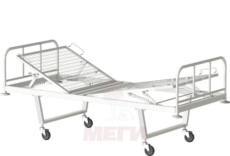 KF2-01-"MSC" (MSC-102) - Functional bed, on wheels, metal backrests, bed - steel mesh, mechanical adjustment