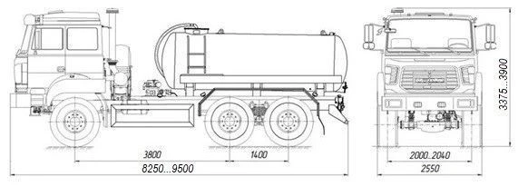 Vacuum tanker truck MV 4680L9-11 on chassis Ural 5557-4551-78, 5557-4551-80, 5557-4551-82