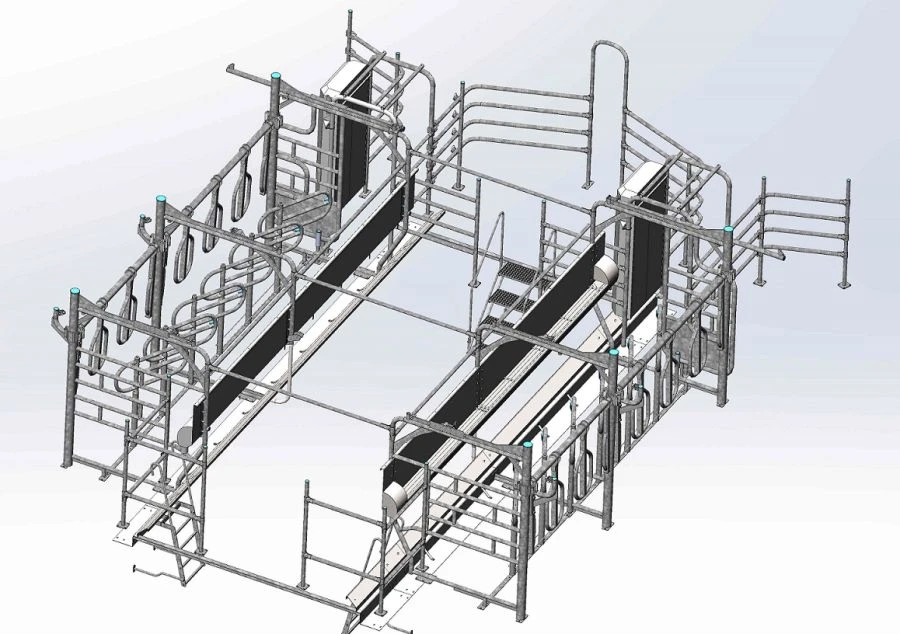 Parallel stall milking unit