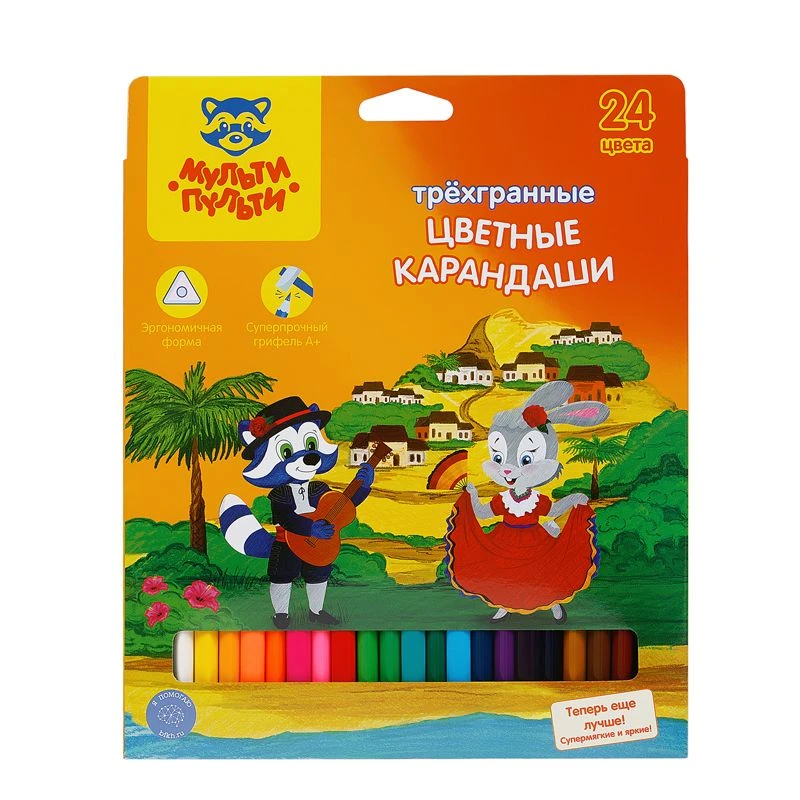 Coloured pencils Multi-Pulti "Coon in Spain", 24-colour, three-edge, sharpened, cardboard, europodweight