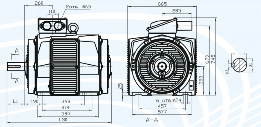 AC electric motors of 5AN 280 series asynchronous with squirrel cage rotor of power not more than 75 kW