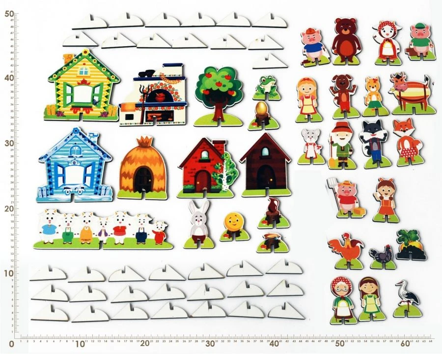 Set of plane figures on stands FABRIC PERSONAGES 10-15 cm