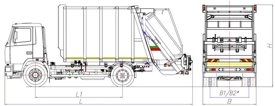 Rear-loading rubbish truck model MK-3549-02