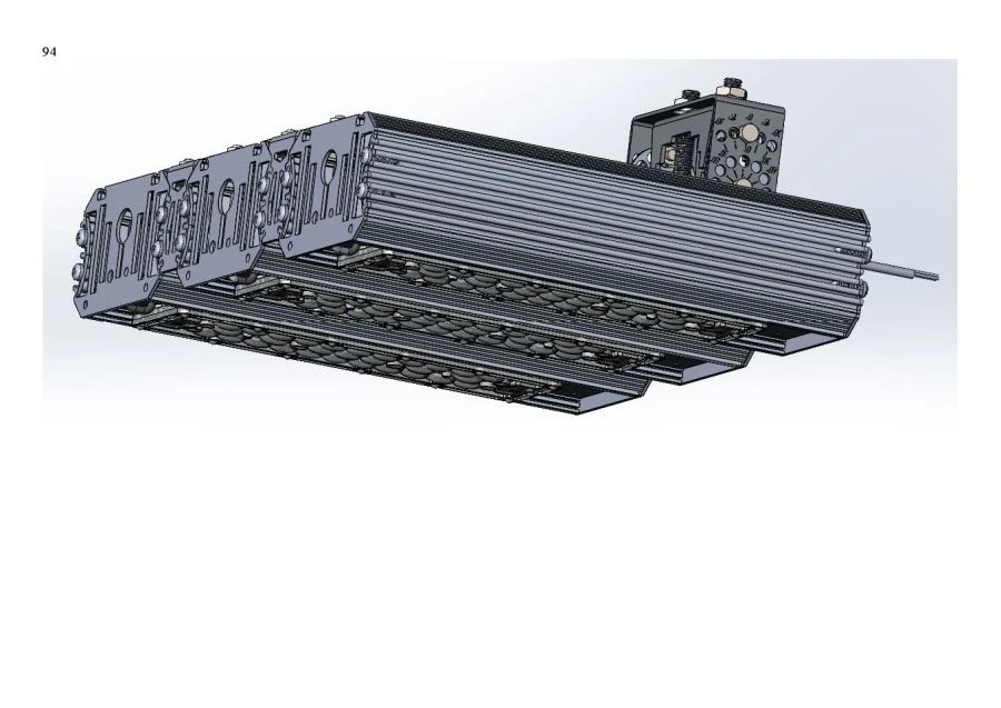 LED luminaire "Industrial Design MTM IoT" series CUBIC 160 Three modules Connection from sides 180 degrees Mounting UZK 42