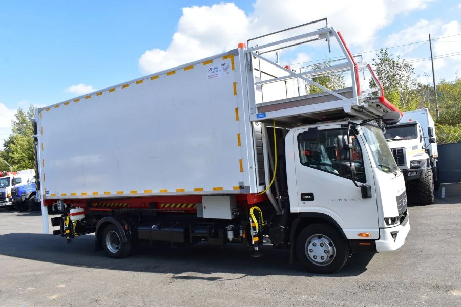 Autolift on KOMPAS chassis, KAMAZ KOMPAS SV. Mark GIRD. Type 5764BF. Modification 5764BF-0000010. Design of loading space