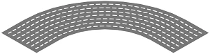 Bottom base of radius horizontal 90 degree corner of self-supporting self-supporting conduit DKI 000 U90, with overall dimension