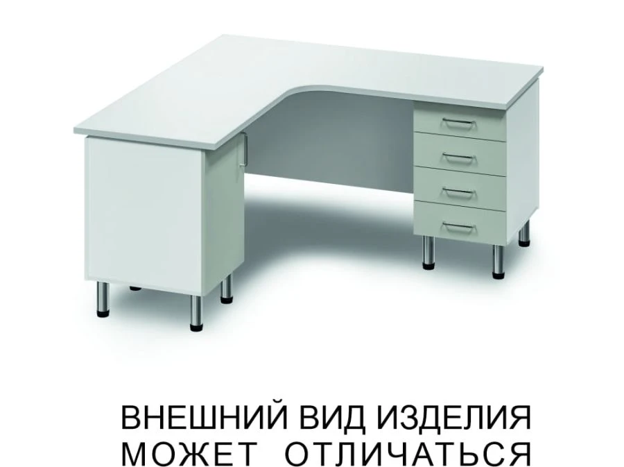 Corner table with two supporting bollards