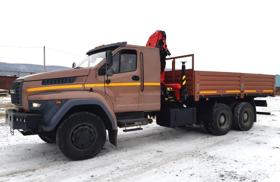 Flatbed truck with CMU 6378A4 on chassis Ural 73945-01