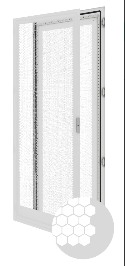 Perforated single leaf door of RS52 series linear cabinets with height from 1200 mm. to 2200 mm. and width from 600 mm. to 800.