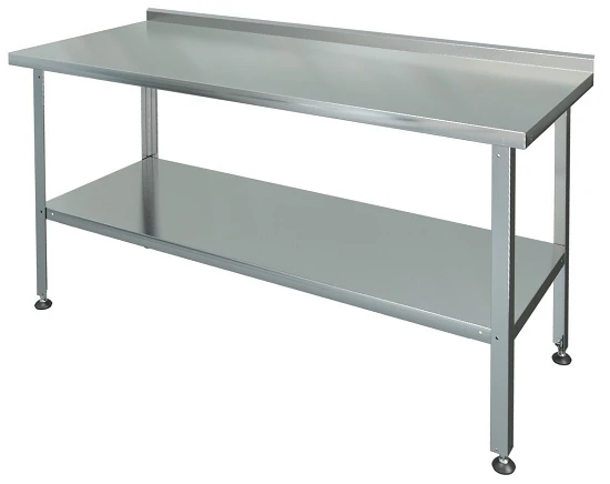 Cutting and production table with side, solid shelf SRP-1-0,6/0,9-P (stainless steel)