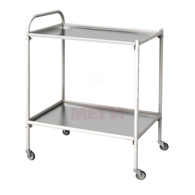 SPp-01-MSK(501-02) Mobile metal treatment table with two shelves (glass and stainless steel)