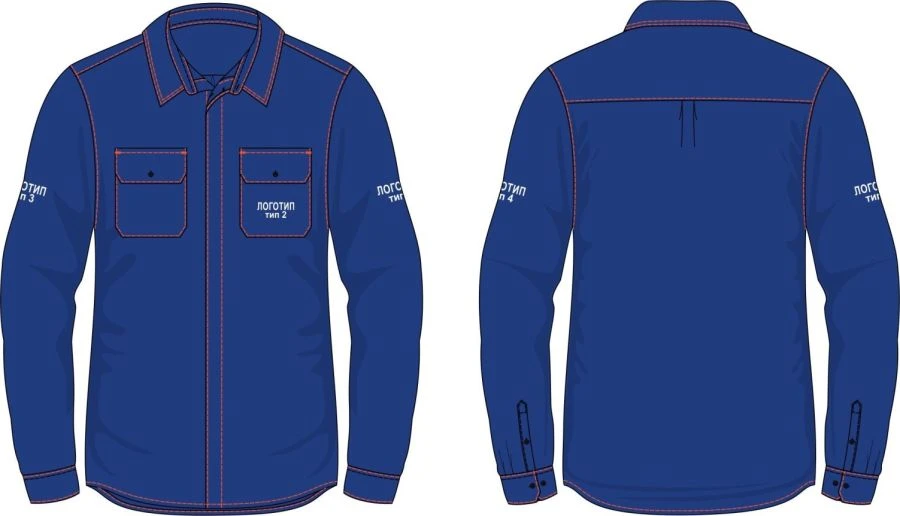Men's shirt-jacket in the corporate style of PJSC Gazprom Neft for protection against thermal risks of electric arc; elevated te