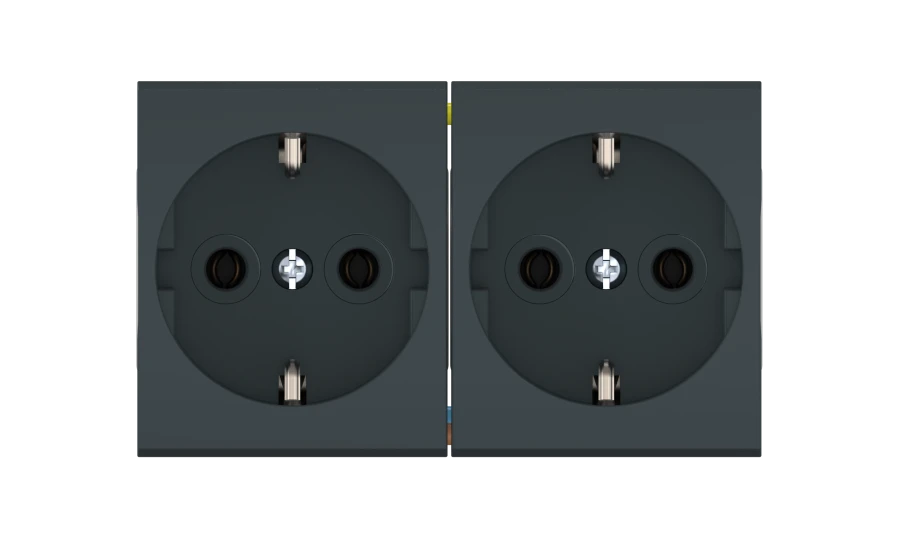 CADUCEUS ALING MODE Double flush-mounted socket outlet with grounding without blinds 16A, 250V~, 2x2M, anthracite, art. 66512.?