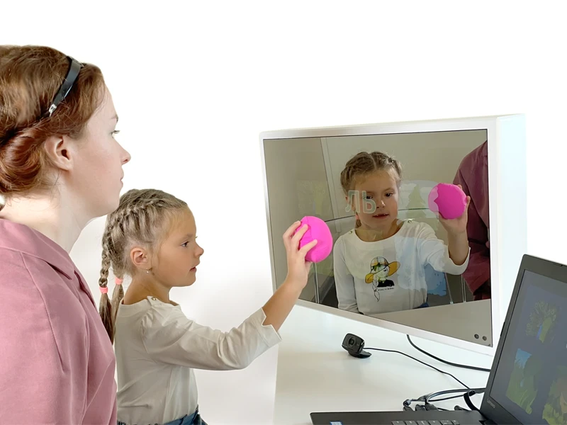 Interactive mirror speech therapist. Version: - Interactive speech therapist mirror 33.15'' with built-in PC.