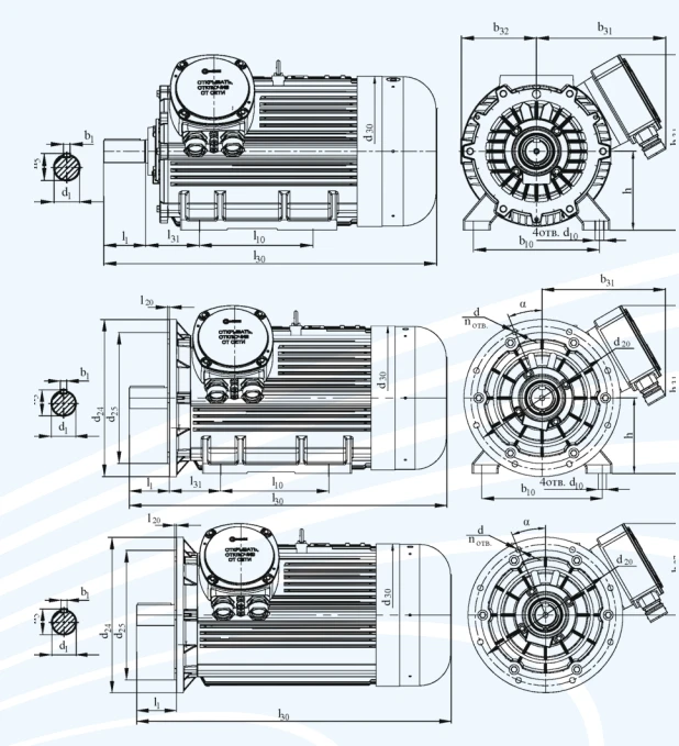Explosion-proof asynchronous electric motors of series DVR 355, power more than 375 kW, but not more than 750 kW