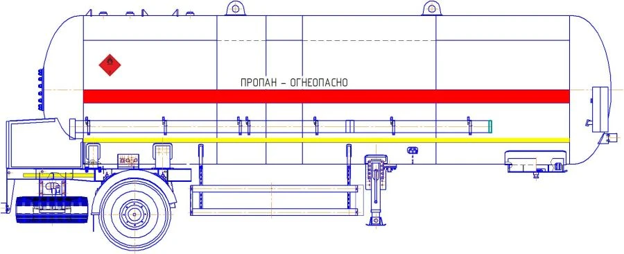 Semi-trailer-tanker PPTST1-1-1, type P1, modification 95993-0000010-05 ( with pump), axial aggregate AGOS-1-GT7-00.00.000 or agg