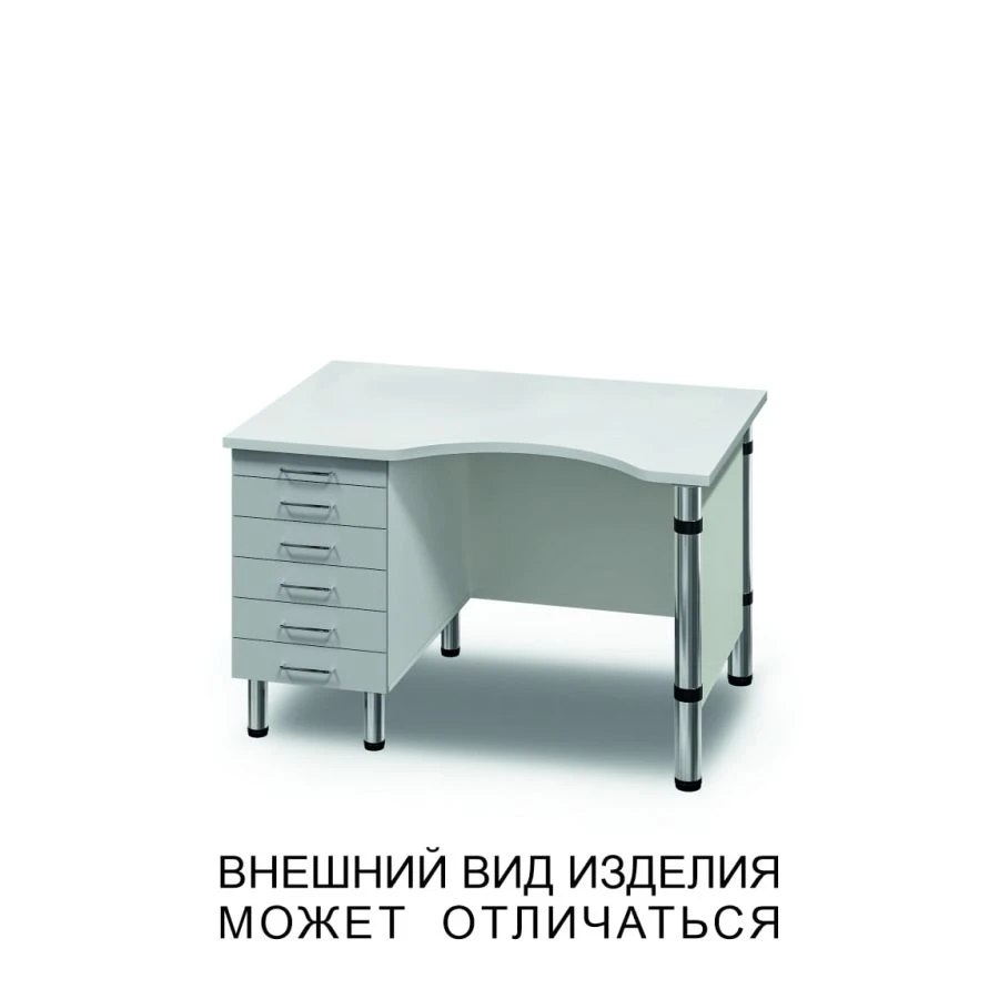 Single-desk microscope table with drawers, pull-out shelf and screen
