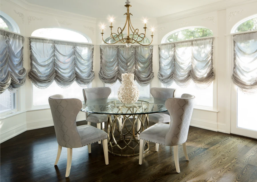 French curtains (full width lift curtains with festoons)