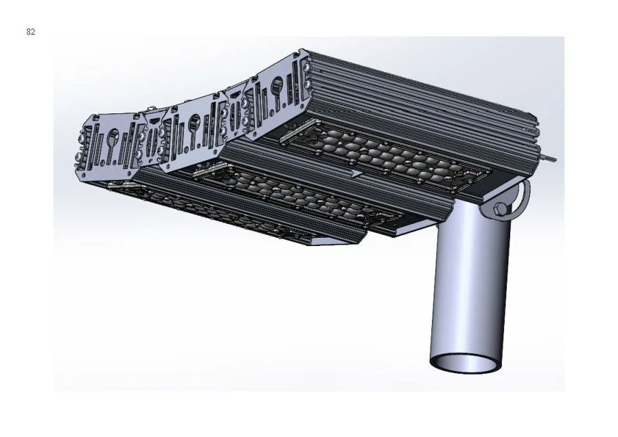 LED luminaire "Industrial Design MTM IoT" series CUBIC 140 Three modules Connection from the sides 10 degrees Mounting console