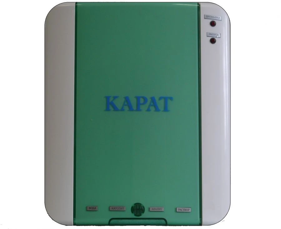 Installation for electrochemical synthesis of washing, disinfecting and sterilising solutions "KARAT"